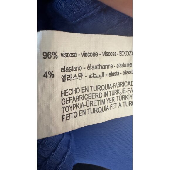 Zara XS Royal Blue Satiny Blend Wide-Leg Pants Elastic Waistband & Front Pockets - Picture 9 of 16